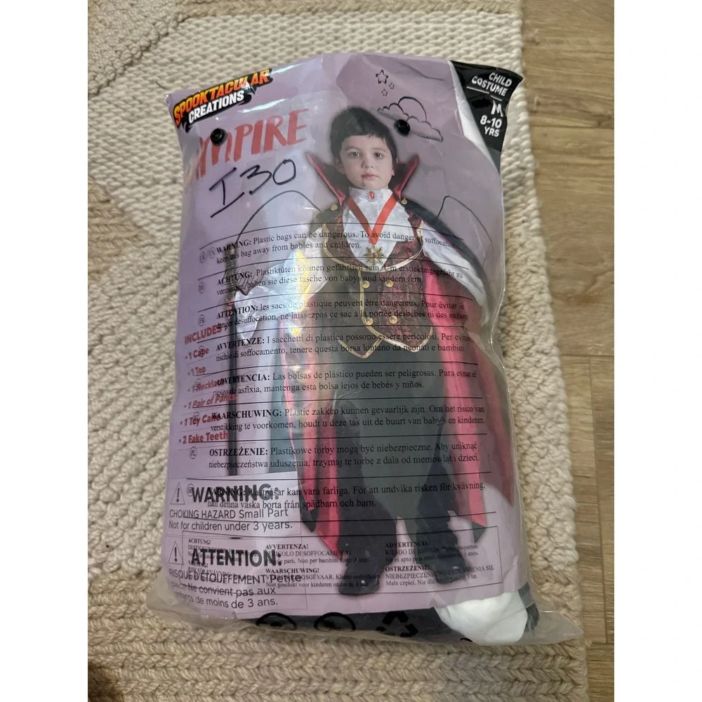 spooktacular creations vampire halloween costume kids size medium (8-10 yrs)